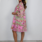 Verfijnde damesjurkm met Paisley-motief in roze tinten