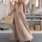 Dames v-neck open-back maxi-jurk