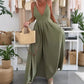 Dames v-neck open-back maxi-jurk