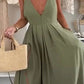 Dames v-neck open-back maxi-jurk