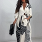 Elegante Set met Bedrukte Top en Wijde Broekspijpen voor Dames