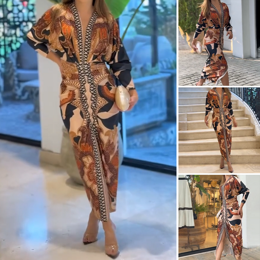 ⏳Tijd beperkt special⏰slim V-hals & split Hem Maxi Dress👗