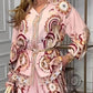 Verfijnde tweedelige outfit - top met etnische print & wijde pijpbroek