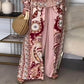 Verfijnde tweedelige outfit - top met etnische print & wijde pijpbroek