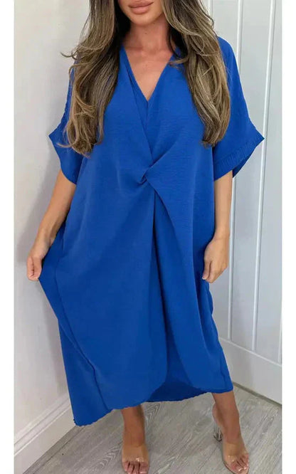 🌞 Nieuwe Zomer 2025 Collectie 💕 Haute Couture Zomerjurk - V-hals met artistieke drapering