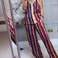 Stijlvolle tweedelige outfit met golvend patroon - bandjesblouse en culottes