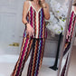 Stijlvolle tweedelige outfit met golvend patroon - bandjesblouse en culottes