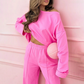 Modieuze en minimalistische ronde nek Top en breedbeenbroek 2-delige set