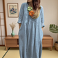 Losse effen maxi-jurk met V-hals