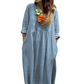Losse effen maxi-jurk met V-hals