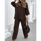 Dames Casual Effen Kleur Lange Mouwen Top en Broek Set