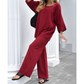Dames Casual Effen Kleur Lange Mouwen Top en Broek Set