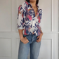 Elegante Blouse met Plantenprint en Knopen