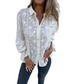 Vrouwenblouse met Kantachtig Design en Bloemenversiering