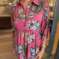 Dames Vintage Print V-hals Losse Jurk