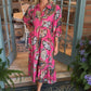 Dames Vintage Print V-hals Losse Jurk