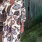 Dames Vintage Print V-hals Losse Jurk