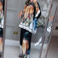 Tweedelige set: Losvallend geprint shirt + wijdpijpenbroek