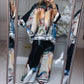 Tweedelige set: Losvallend geprint shirt + wijdpijpenbroek