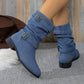 Denim enkellaarzen met gesp voor dames