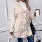 Warm damesjack met capuchon met diamantpatroon