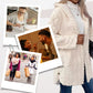 Warm damesjack met capuchon met diamantpatroon