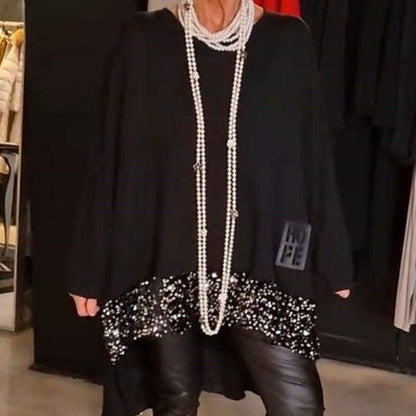 🔥2025 HOT SALE🔥 Sequin Patchwork Top With Irregular Hem