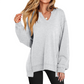Modieus V-hals Damesblouse met Lange Mouwen