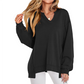 Modieus V-hals Damesblouse met Lange Mouwen