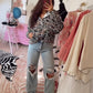 Capuchonsweater met Camouflage Print en Kwartsluiting