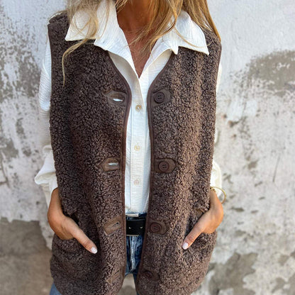 🎁 Kerstuitverkoop 49% KORTING 🔥 Dames Herfst Knop-down Korte Warme Vest