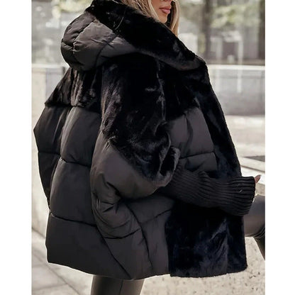 Luxe Dames Oversized Gebreide Puffer Jas – Winter Must-Have met Patchwork Design & Maximum Warmte!