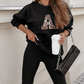 👚👖Dames Casual Set – Top met Lettersprint en Broek🛍️