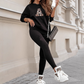 👚👖Dames Casual Set – Top met Lettersprint en Broek🛍️