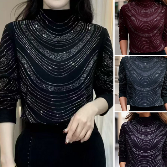 Dames Elegante Top met Lange Mouwen en Pailletten
