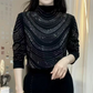 Dames Elegante Top met Lange Mouwen en Pailletten
