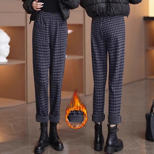 Geruite rechte broek voor dames