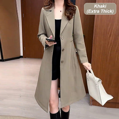 Dames Lange Warme Trenchcoat