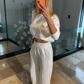 Dames Casual Tweedelige Set – Top en Broek met Verticale Strepen
