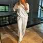Dames Casual Tweedelige Set – Top en Broek met Verticale Strepen