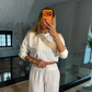 Dames Casual Tweedelige Set – Top en Broek met Verticale Strepen