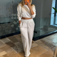 Dames Casual Tweedelige Set – Top en Broek met Verticale Strepen