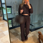 Dames Casual Tweedelige Set – Top en Broek met Verticale Strepen