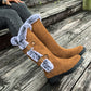 Dames dikke pluche mid-calf snowboots
