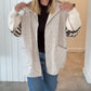Women's Casual Spliced Knit Zip Hooded Coat