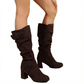 Dames suède mid-calf laarzen met gespdetail