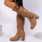 Dames suède mid-calf laarzen met gespdetail