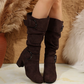 Dames suède mid-calf laarzen met gespdetail