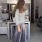 Elegante Gebreide Trui & Metallic Plooirrok Set