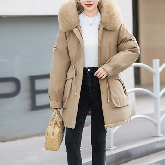 Warme Damesjas met Afneembare Voering & Imitatiebont Capuchon